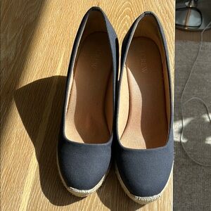 J. Crew Blue Espadrille Shoes with Canvas Upper